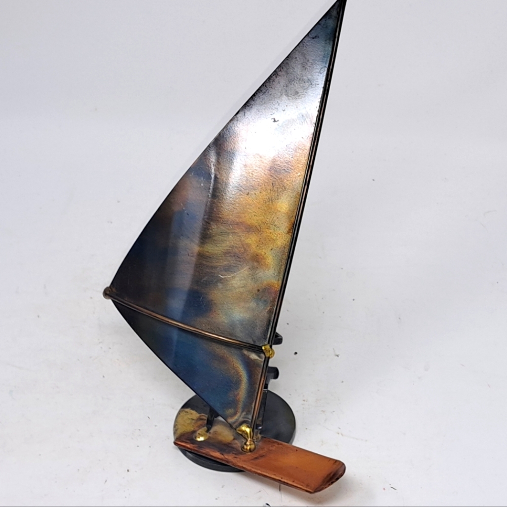 Copper Signed Wind Surfing Figurine